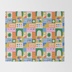 Colorful nordic children toy doodle art pattern Throw Blanket Gallery Image 2