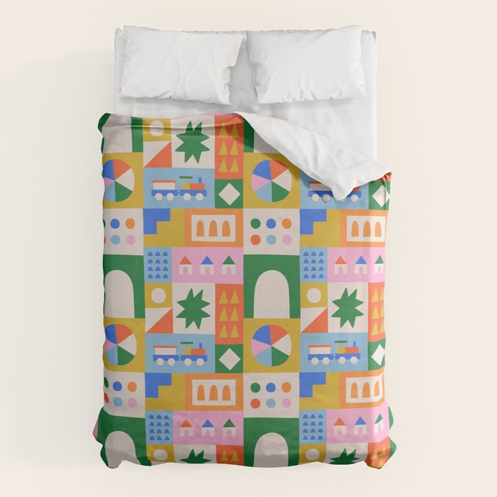Colorful nordic children toy doodle art pattern Duvet Cover Gallery Image 6