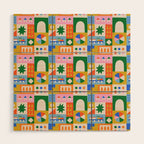 Colorful nordic children toy doodle art pattern Wood Wall Art Gallery Image 1