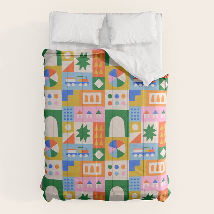 Colorful nordic children toy doodle art pattern Comforter Gallery Image 1