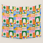 Colorful nordic children toy doodle art pattern Wall Tapestry Gallery Image 4