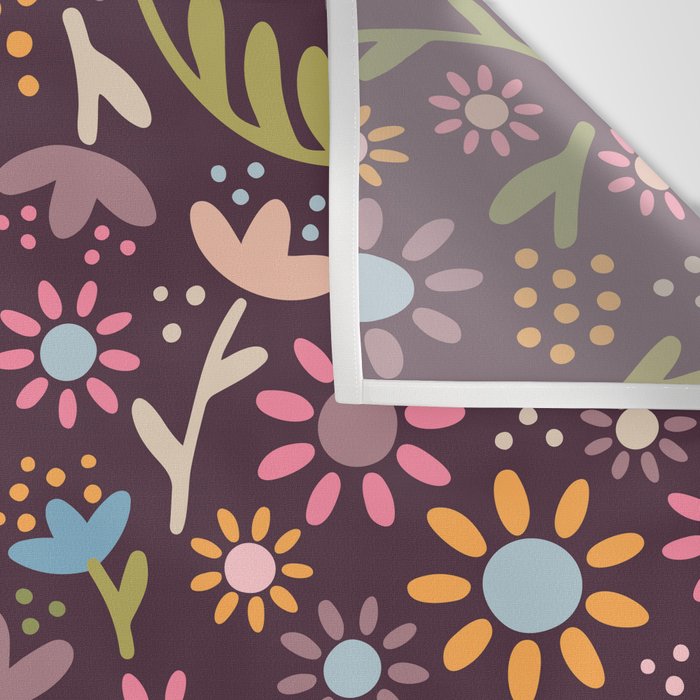 Ditsy Daisy Floral on Burgundy Wall Tapestry Gallery Image 3