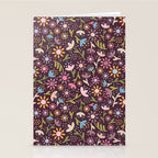 Ditsy Daisy Floral on Burgundy Stationery Card Gallery Image 2