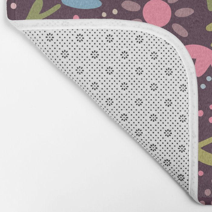 Ditsy Daisy Floral on Burgundy Bath Mat Gallery Image 2