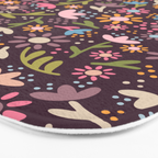 Ditsy Daisy Floral on Burgundy Bath Mat Gallery Image 3