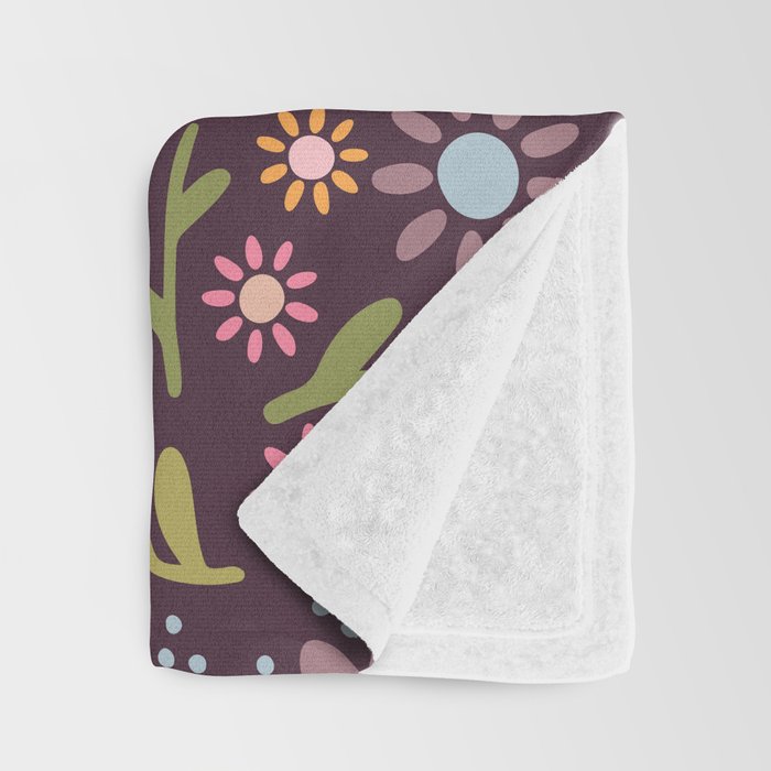 Ditsy Daisy Floral on Burgundy Throw Blanket Gallery Image 3