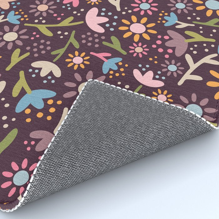 Ditsy Daisy Floral on Burgundy Rug Gallery Image 4