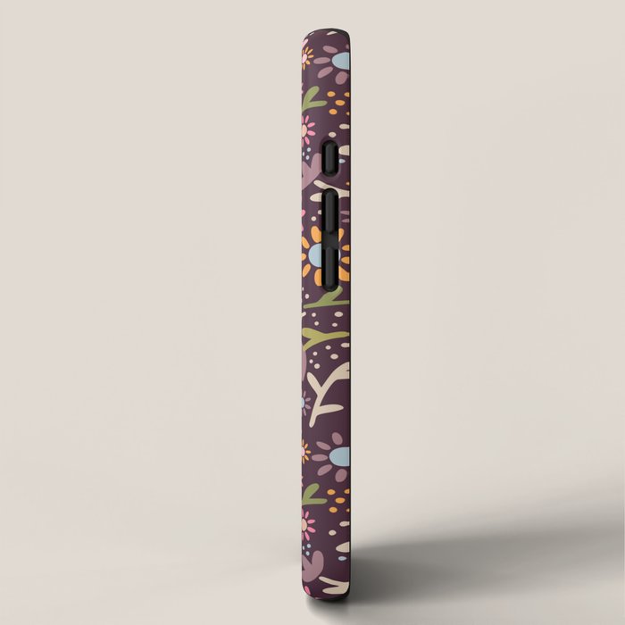 Ditsy Daisy Floral on Burgundy iPhone Case Gallery Image 2