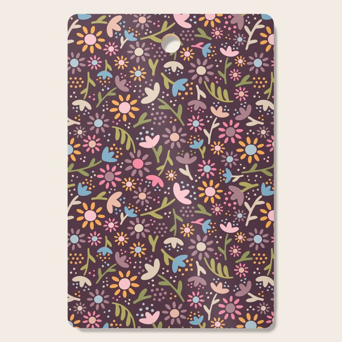 Ditsy Daisy Floral on Burgundy Cutting Board Gallery Image 1