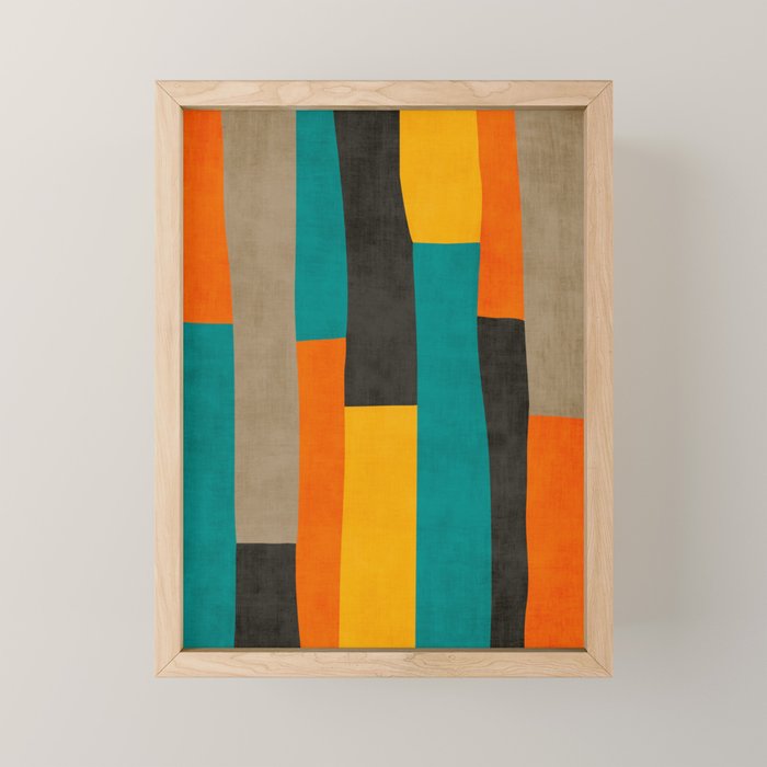 Teal Orange Black Yellow Modern Artwork Mini Art Print Gallery Image 1
