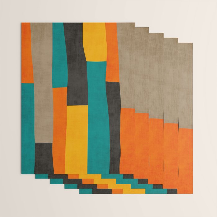 Teal Orange Black Yellow Modern Artwork Wrapping Paper Gallery Image 3