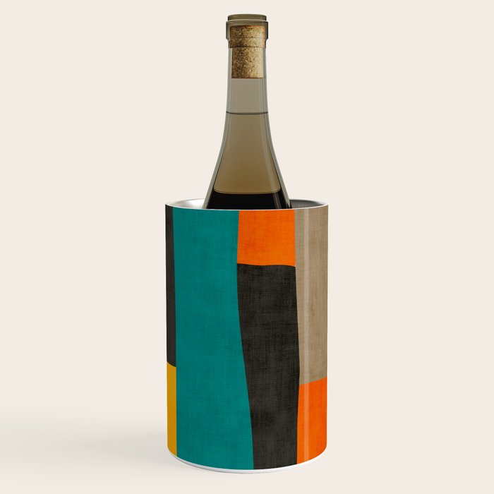 Teal Orange Black Yellow Modern Artwork Wine Chiller Gallery Image 3