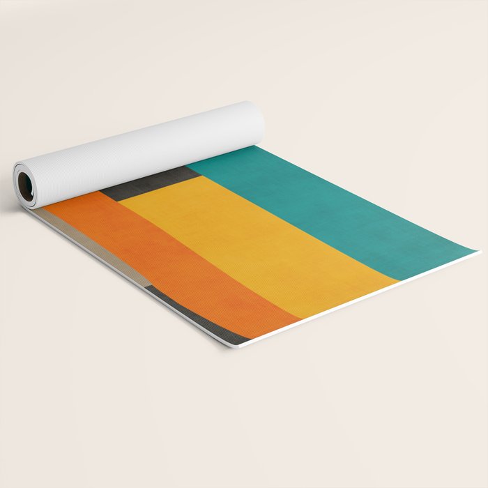 Teal Orange Black Yellow Modern Artwork Yoga Mat Gallery Image 2