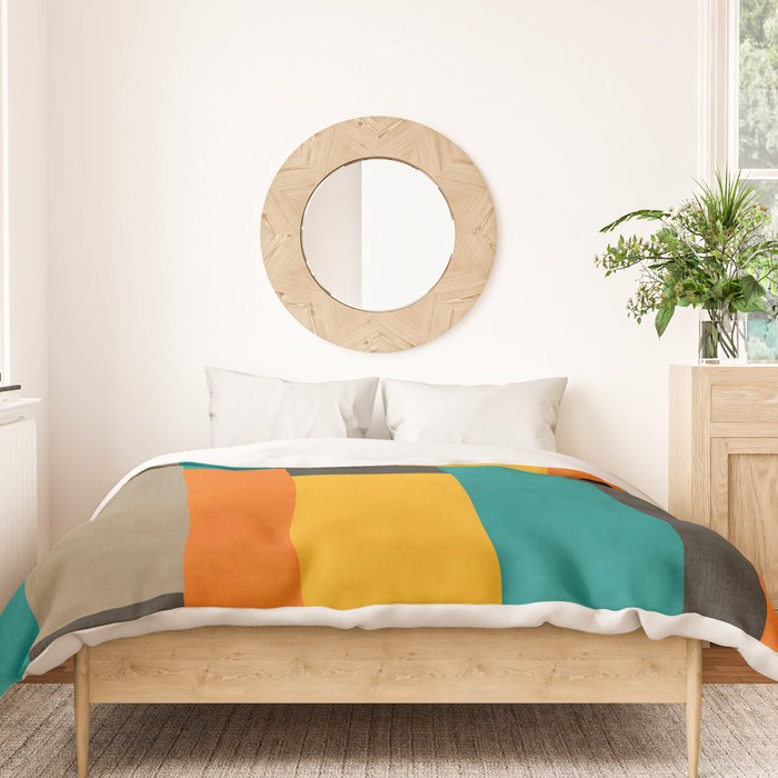 Teal Orange Black Yellow Modern Artwork Duvet Cover Gallery Image 3