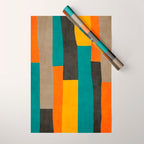 Teal Orange Black Yellow Modern Artwork Wrapping Paper Gallery Image 1