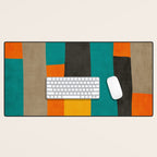 Teal Orange Black Yellow Modern Artwork Desk Mat Gallery Image 1