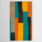 Teal Orange Black Yellow Modern Artwork Tablecloth Gallery Image 2