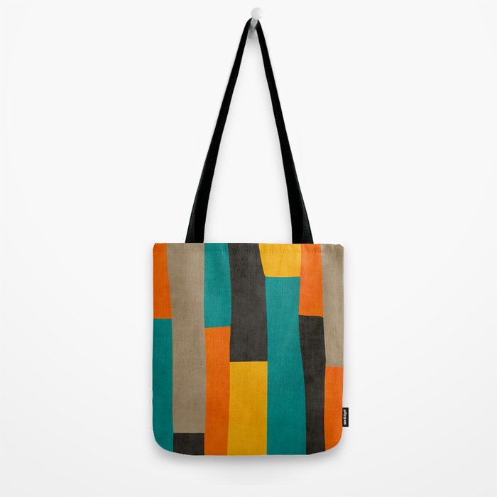 Teal Orange Black Yellow Modern Artwork Tote Bag Gallery Image 2