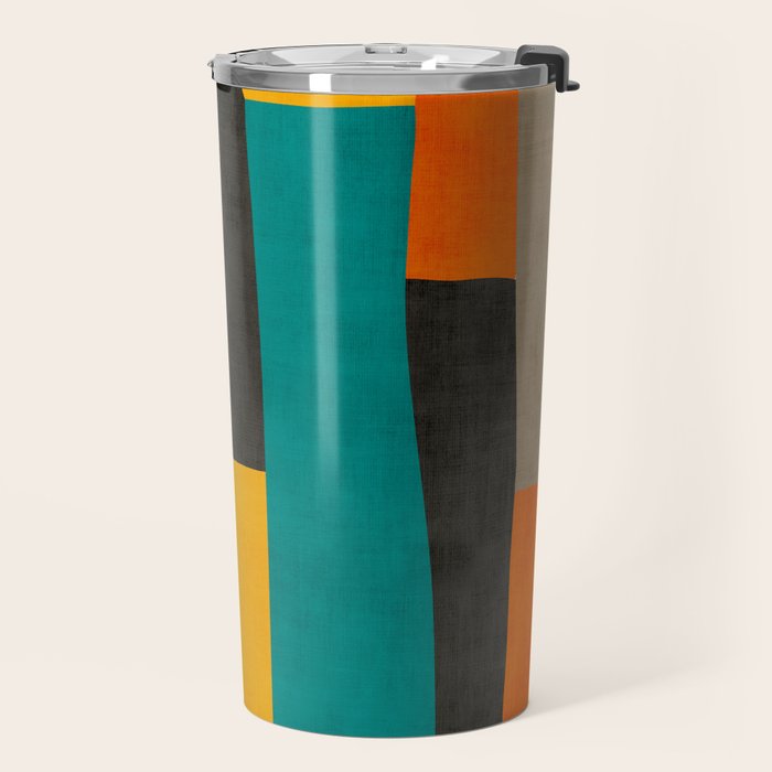 Teal Orange Black Yellow Modern Artwork Travel Mug Gallery Image 2