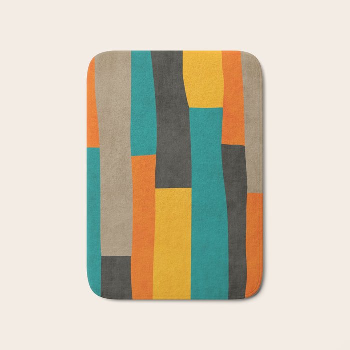Teal Orange Black Yellow Modern Artwork Bath Mat Gallery Image 1