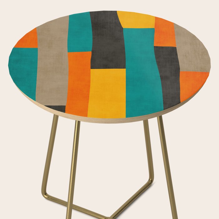 Teal Orange Black Yellow Modern Artwork Side Table Gallery Image 2
