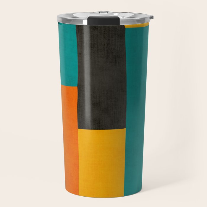 Teal Orange Black Yellow Modern Artwork Travel Mug Gallery Image 1