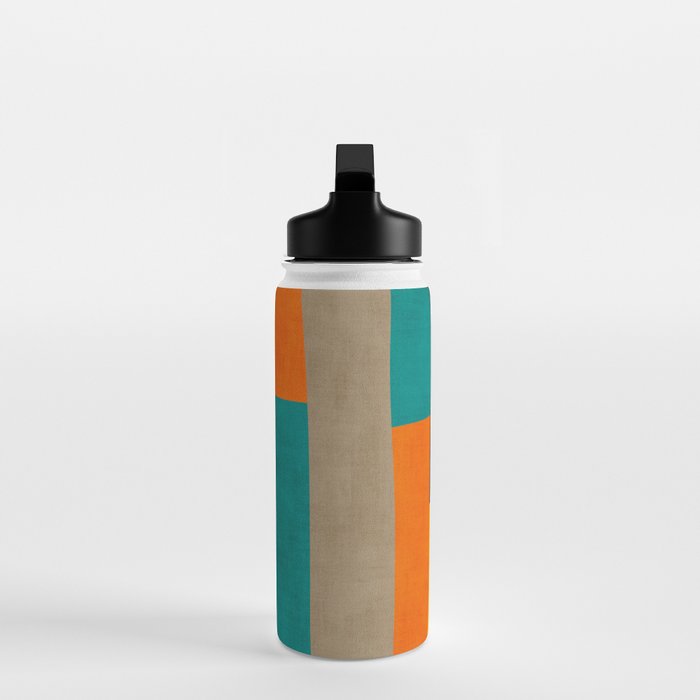 Teal Orange Black Yellow Modern Artwork Water Bottle Gallery Image 3