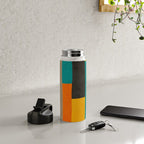 Teal Orange Black Yellow Modern Artwork Water Bottle Gallery Image 4