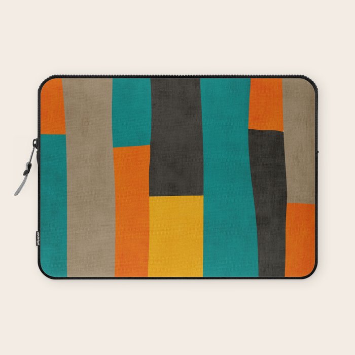 Teal Orange Black Yellow Modern Artwork Laptop Sleeve Gallery Image 1