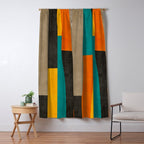 Teal Orange Black Yellow Modern Artwork Window Curtain Gallery Image 5