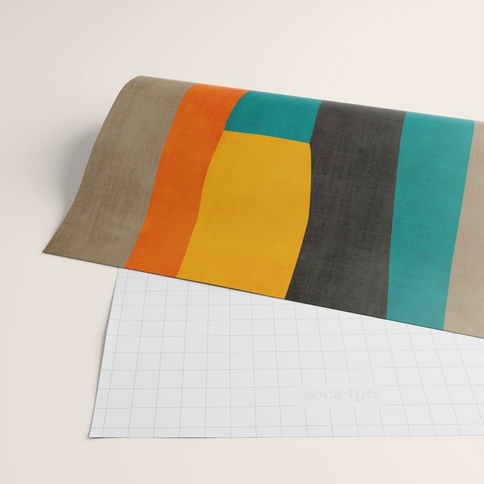 Teal Orange Black Yellow Modern Artwork Wrapping Paper Gallery Image 2