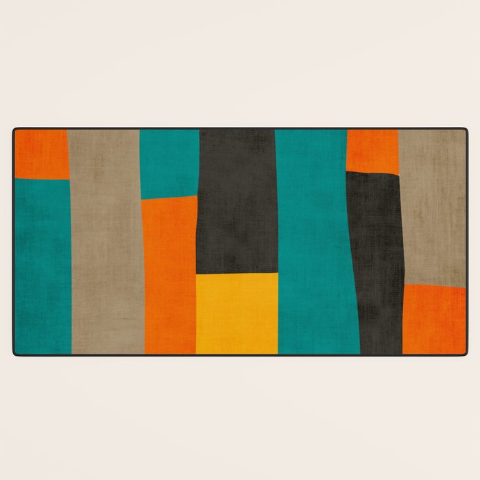 Teal Orange Black Yellow Modern Artwork Desk Mat Gallery Image 3
