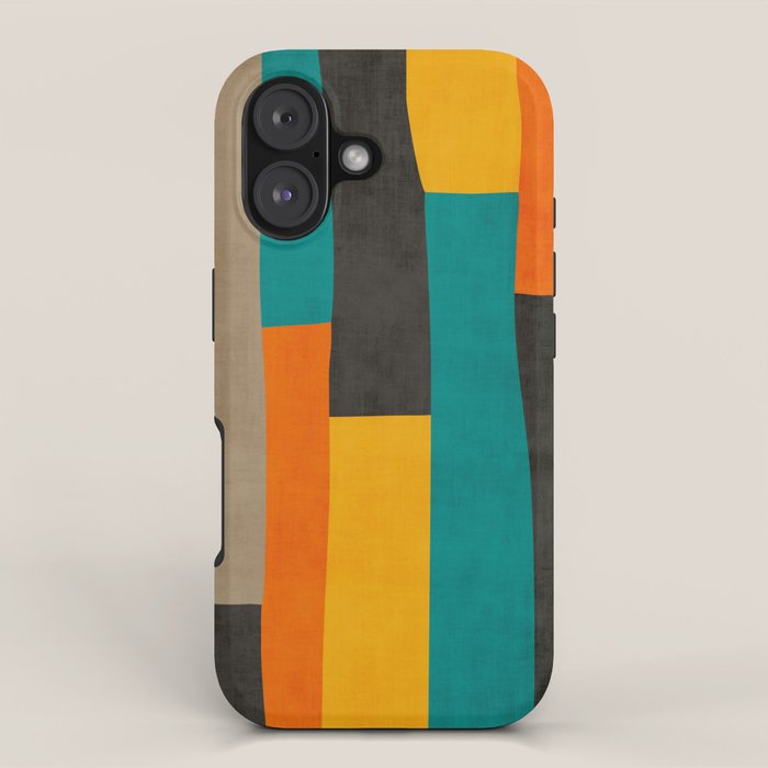 Teal Orange Black Yellow Modern Artwork iPhone Case Gallery Image 1