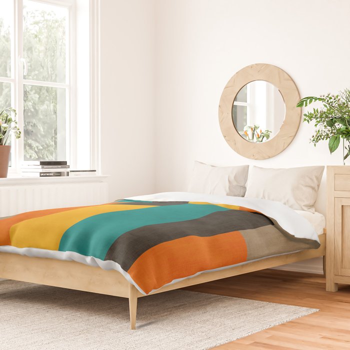 Teal Orange Black Yellow Modern Artwork Duvet Cover Gallery Image 2