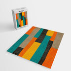 Teal Orange Black Yellow Modern Artwork Jigsaw Puzzle Gallery Image 2