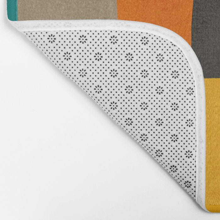 Teal Orange Black Yellow Modern Artwork Bath Mat Gallery Image 2