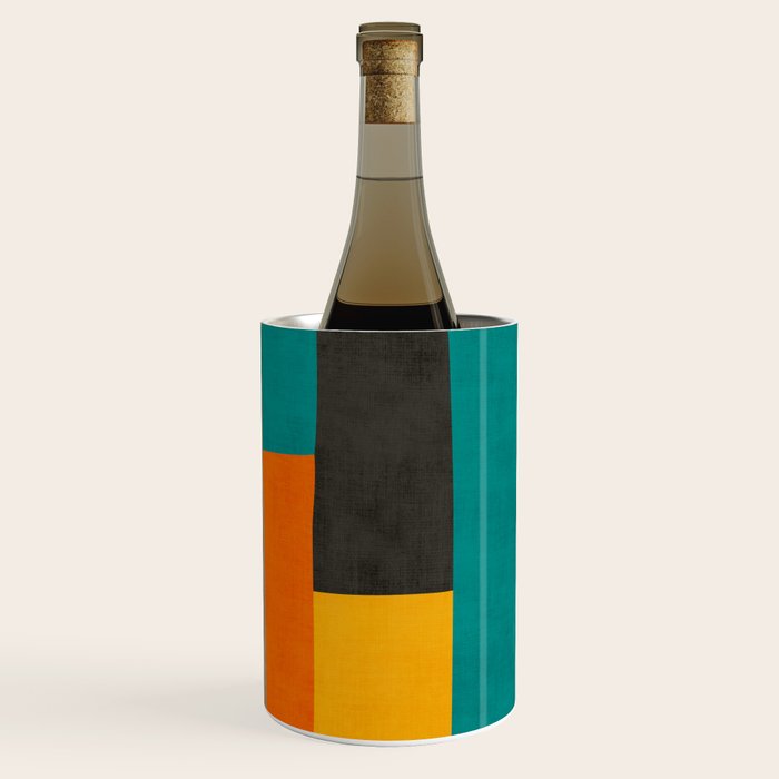 Teal Orange Black Yellow Modern Artwork Wine Chiller Gallery Image 1