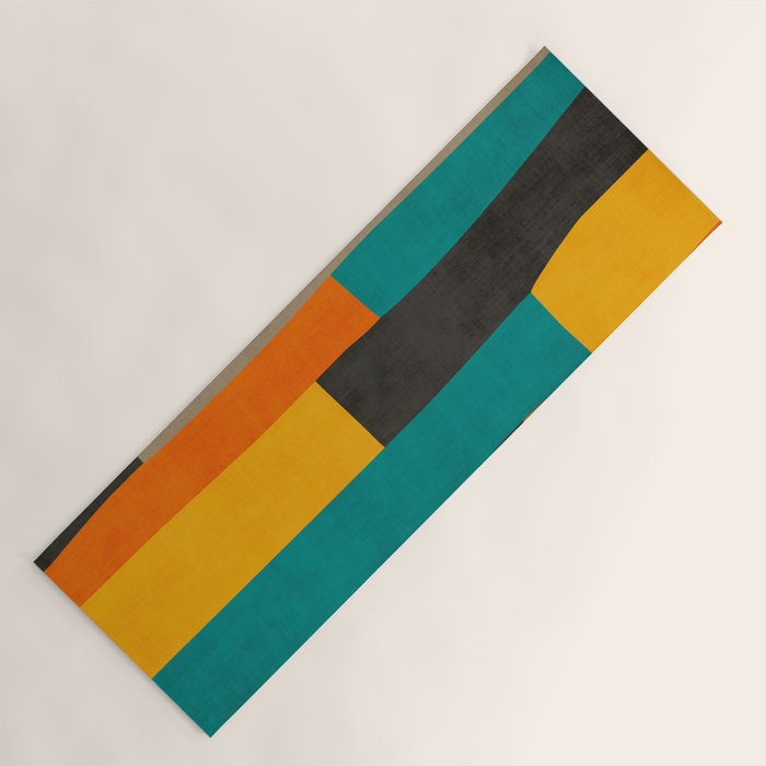Teal Orange Black Yellow Modern Artwork Yoga Mat Gallery Image 1
