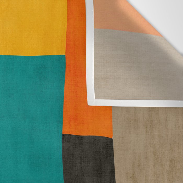 Teal Orange Black Yellow Modern Artwork Wall Tapestry Gallery Image 3