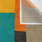 Teal Orange Black Yellow Modern Artwork Wall Tapestry Gallery Image 3