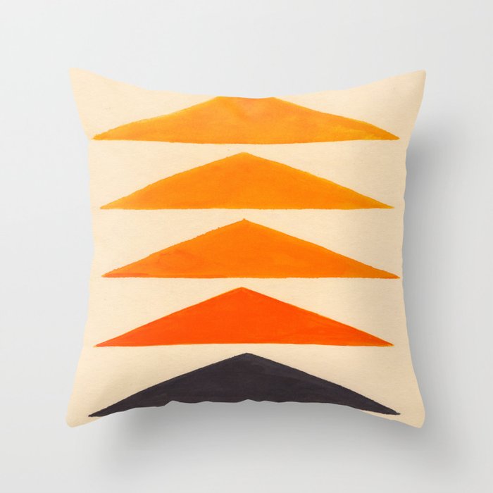 Vintage Scandinavian Orange Geometric Triangle Pattern Throw Pillow Gallery Image 1