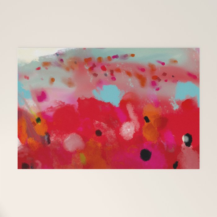 red poppies field abstract Welcome Mat Gallery Image 1