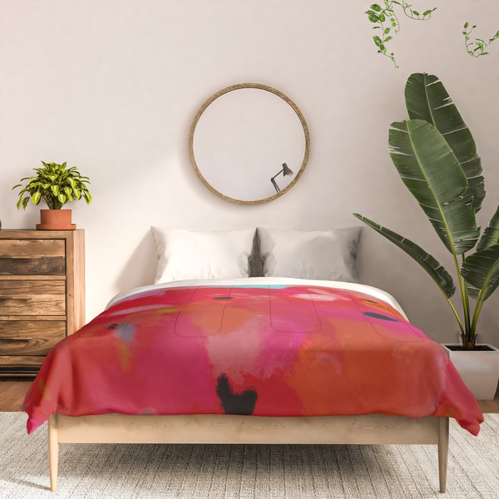 red poppies field abstract Comforter Gallery Image 3