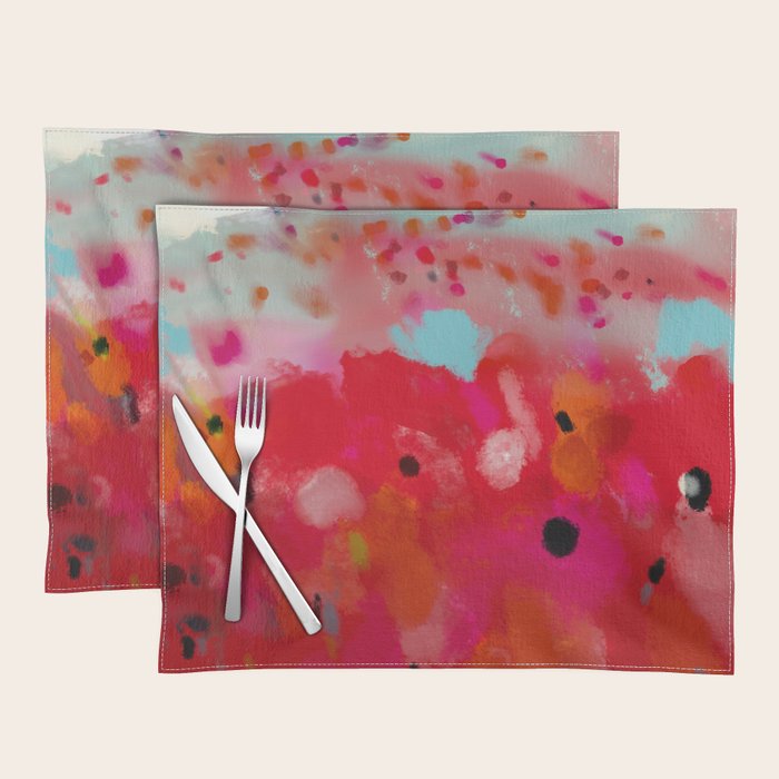 red poppies field abstract Placemat Gallery Image 1