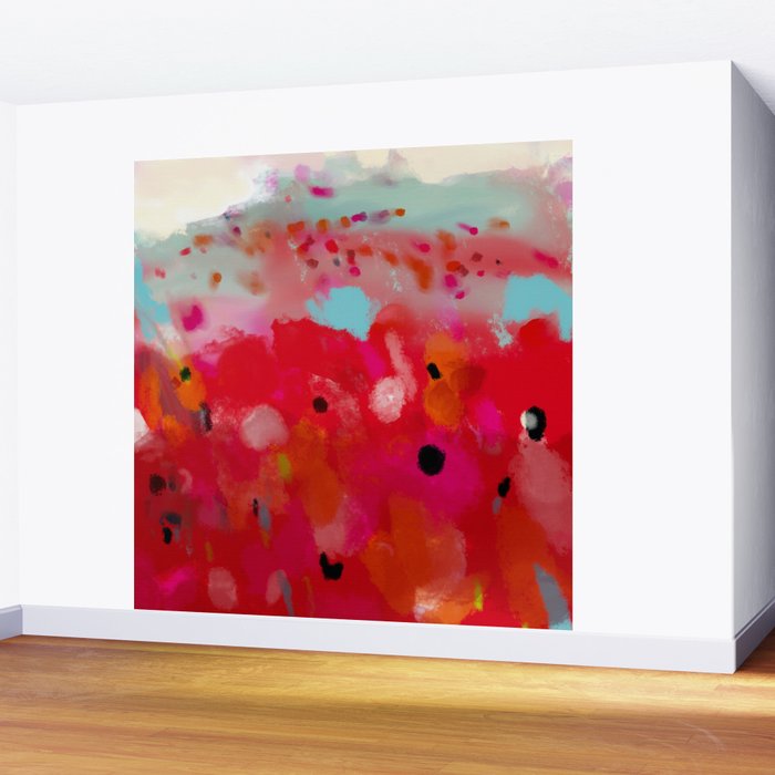 red poppies field abstract Wall Mural Gallery Image 2