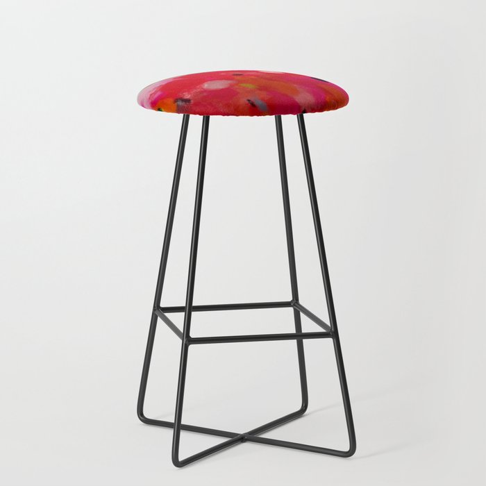 red poppies field abstract Stool Gallery Image 1