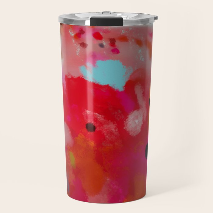 red poppies field abstract Travel Mug Gallery Image 1