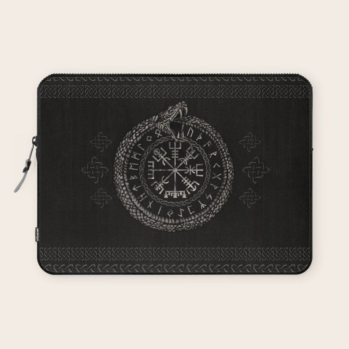 Vegvisir with Ouroboros and runes Laptop Sleeve Gallery Image 1