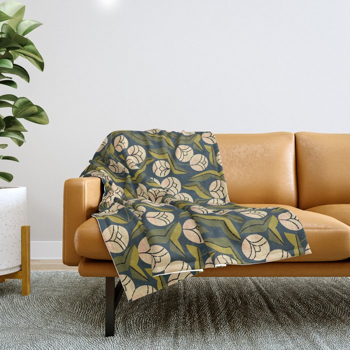 Ivory Blooms Throw Blanket Gallery Image 1