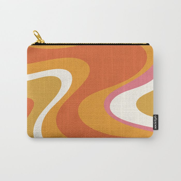 Retro Dream Liquid Swirls Abstract Ochre Orange Pink Cream Carry All Pouch Gallery Image 1